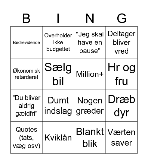 Luksusfælden bingo Card