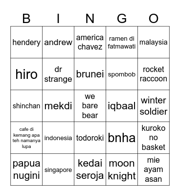 bingo sama ayang Bingo Card