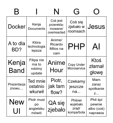 Kenja Rooms Bingo Card