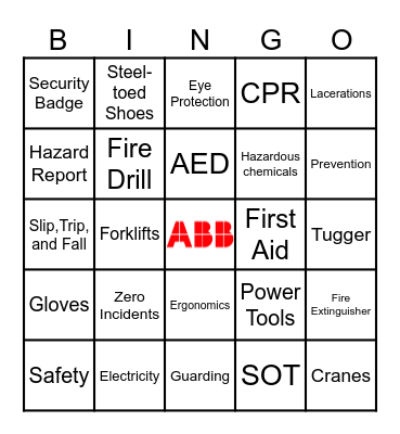 Safety Bingo Card