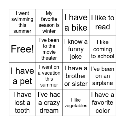 First Day of Speech Bingo!! Bingo Card