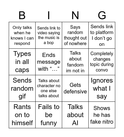 Spoinkle bingo Card