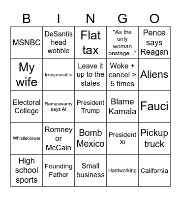 VP Audition #1: Bingo Card