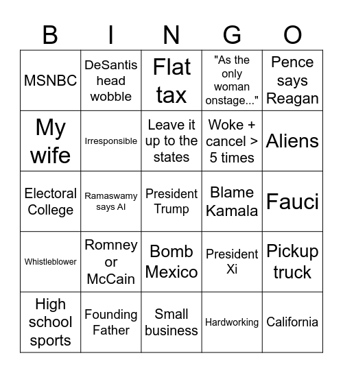 VP Audition #1: Bingo Card