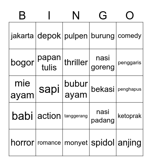 HIRO MENANG LAGI Bingo Card