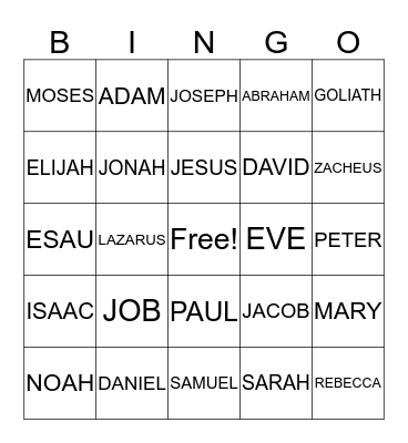 BIBLE CHARACTERS Bingo Card