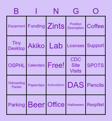 September All Staff Meeting Bingo Card