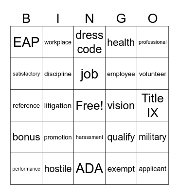 HR BINGO Card