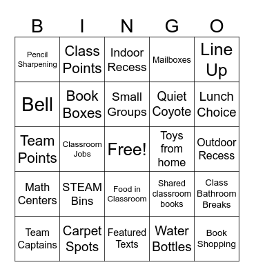 Back to School BINGO Card