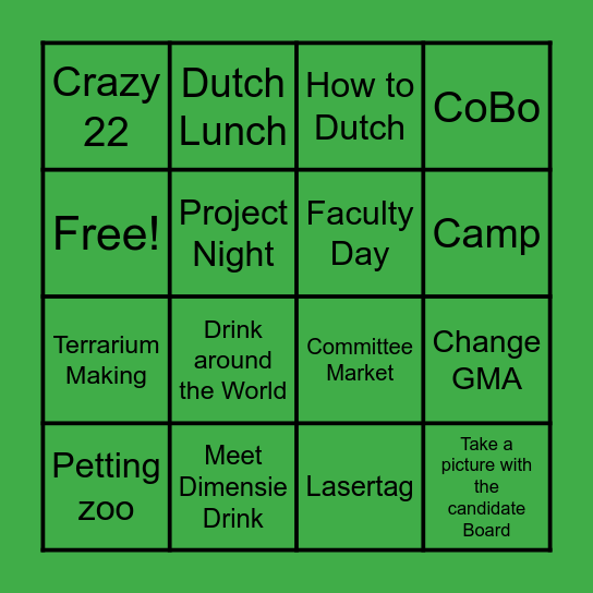 Campaign Month Bingo Card