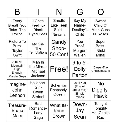 Decade Variety Bingo Card