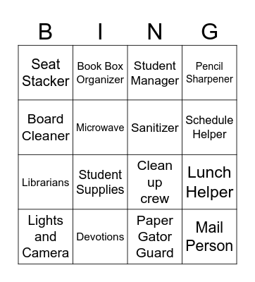 Class Jobs Bingo Card