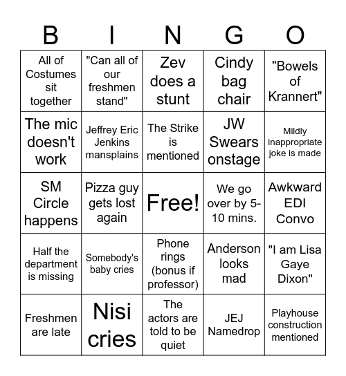 Orientation Bingo 2023 Bingo Card