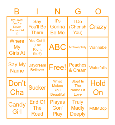 Boy Bands vs. Girl Groups Bingo Card