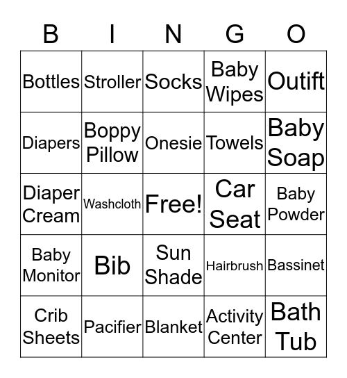 Baby Bingo Card