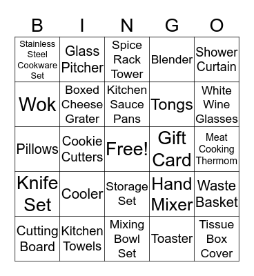 Registry BINGO Card