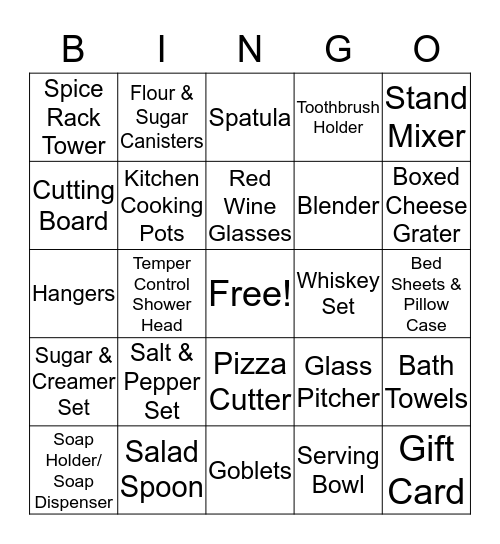 Registry BINGO Card