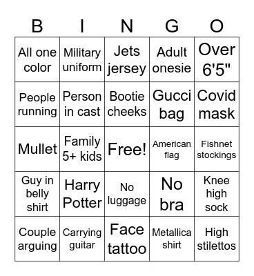 Airport Bingo Card
