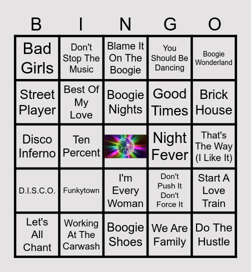 70s Disco Bingo Card
