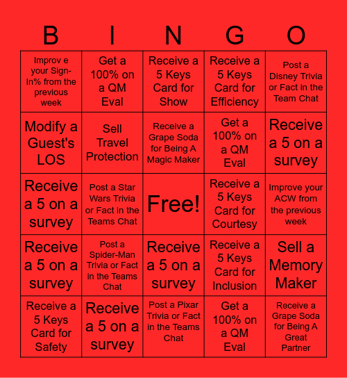 Web Warrior Bingo Card