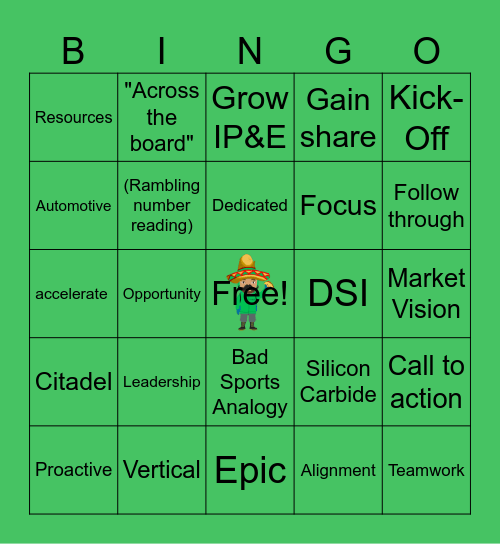 AMER Town Hall Bingo Card