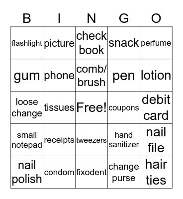 PURSE Bingo Card