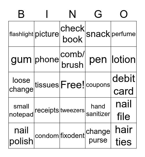 PURSE Bingo Card
