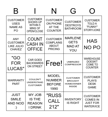 COUNTER BINGO Card