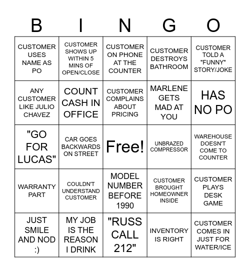 COUNTER BINGO Card