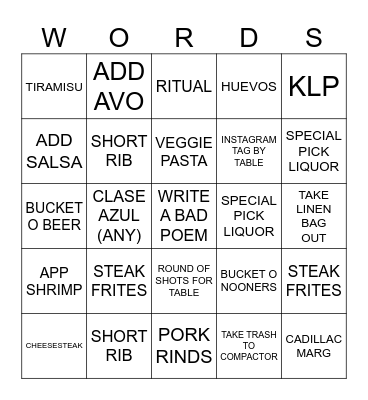 BAD POETRY DAY Bingo Card
