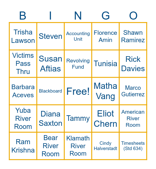 CalVCB BINGO Card