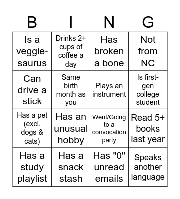 Get to Know Your Peers Bingo Card