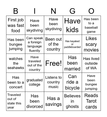 Get to know your team Bingo Card