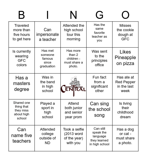 Class of 2013 Bingo Card