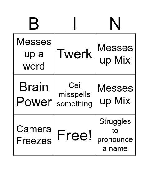 DR Bingo Card