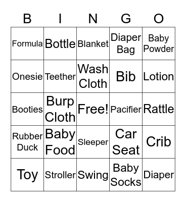 BABY SHOWER Bingo Card