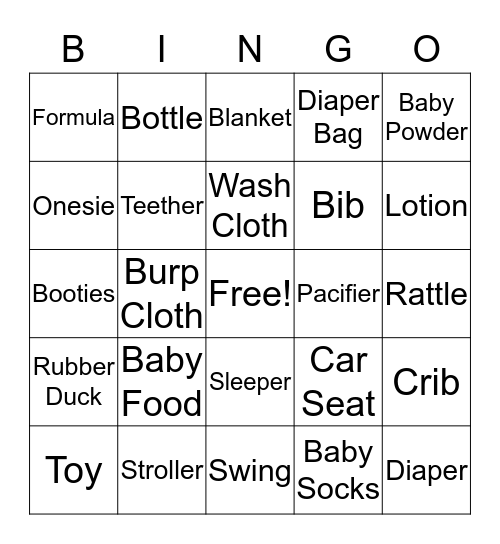 BABY SHOWER Bingo Card