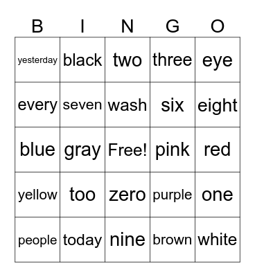 OG Red Word 1st Grade Bingo SET 3 Bingo Card