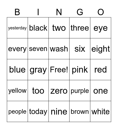 OG Red Word 1st Grade Bingo SET 3 Bingo Card