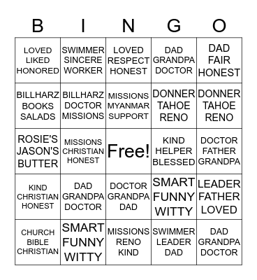 GRANDPA BINGO Card