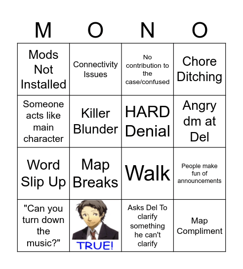 Delganronpa Bingo Card