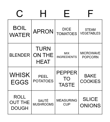 Cooking Class! Bingo Card