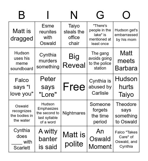 Roleplaying Bingo Card Bingo Card