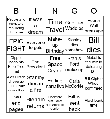 Gravity Finale BINGO Card