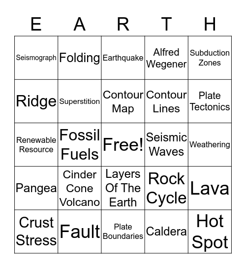 Earth Bingo Card