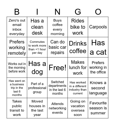 1 Bingo Card
