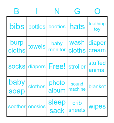 Baby Shower Bingo Card