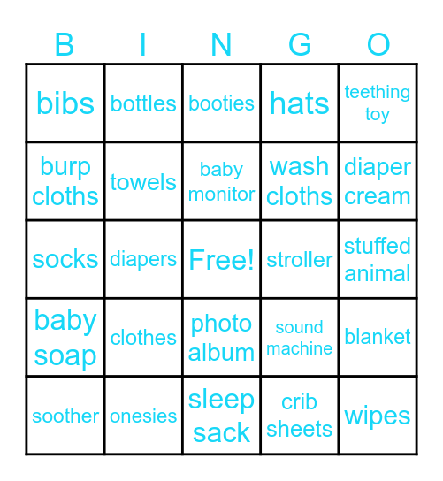 Baby Shower Bingo Card