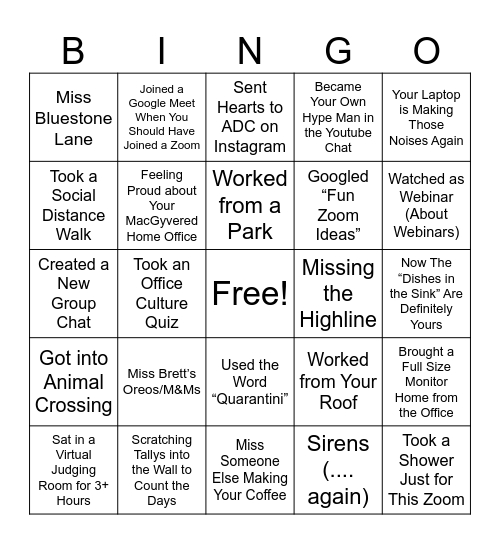 Office Culture Bingo Card
