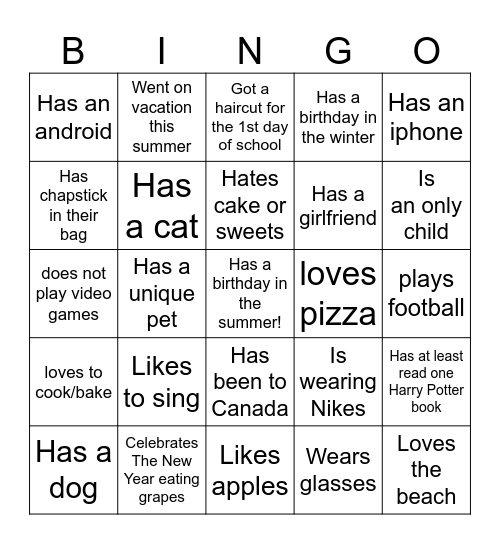 Ice-Ice Breaker! Bingo Card